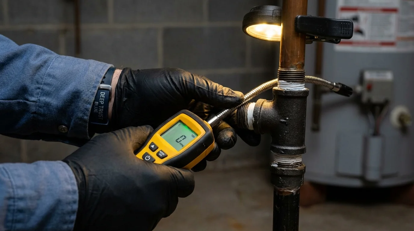 Gas leak detection with electronic sniffer by Johns Plumbing LLC in Allentown
